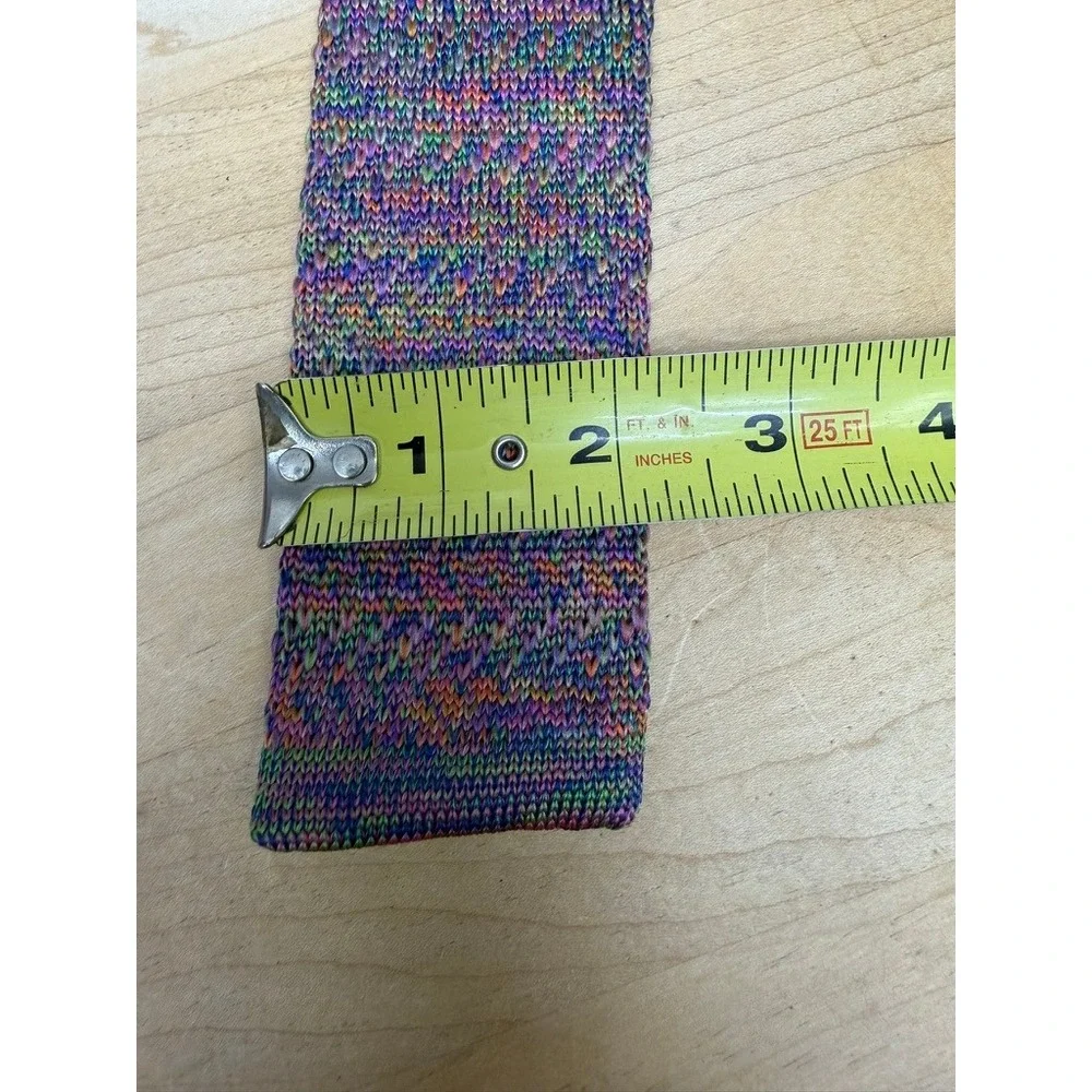 Zenio Mens Sq Tip Knit Tie Multicolor Purple Blue Green Microfiber 58in Office